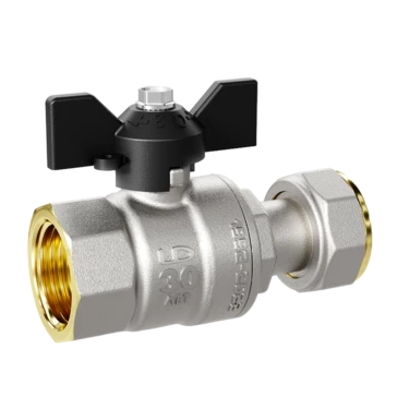 Кран шаровой водяной LD Pride 1/2" с накидной гайкой,полнопроходной, бабочка (20)