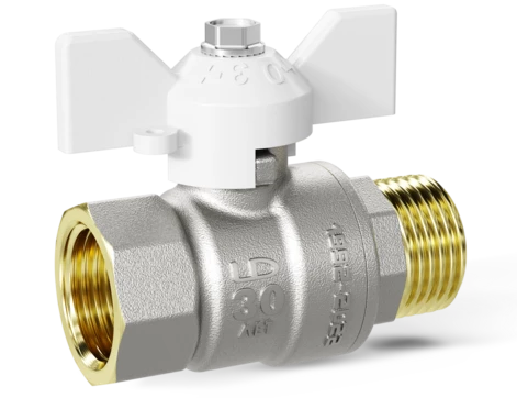 Кран шаровой водяной LD Pride 1/2" ВН бабочка белый (30)