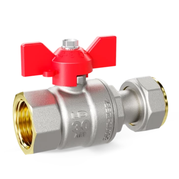 Кран шаровой водяной LD Pride 1/2 В-с накидной гайкой бабочка (red)