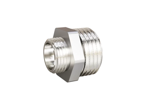 Ниппель переходной LD DN15х10 (1/2"НР х 3/8"НР) латунь никель (100шт.)