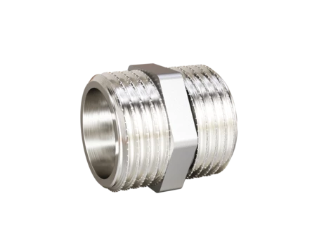 Ниппель LD DN15 (1/2") НР/НР латунь никель (130шт.)