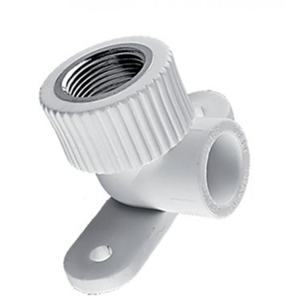 Угольник комб. ВР 25*1/2 с креплением TEBO белый (10/100)