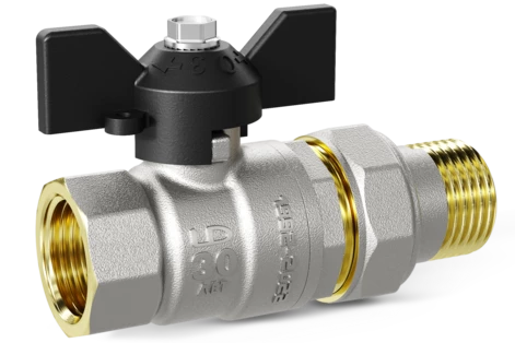 Кран шаровой водяной LD Pride 1 1/4" В-ГШ (американка) бабочка (6)