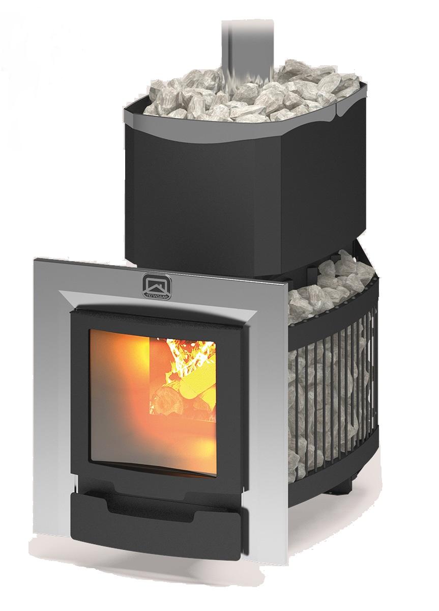 Печь для бани Теплодар РУСЬ-СЕТКА-25 Л Панорама (без двери 16"/обрамления)