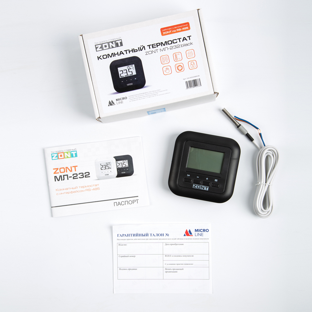 Комнатный термостат ZONT МЛ-232 (RS-485) black