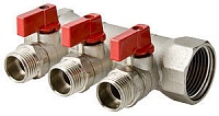 Коллектор VALTEC с отсекающими кранами, 3/4"х3 вых. 1/2" нар. 1/28