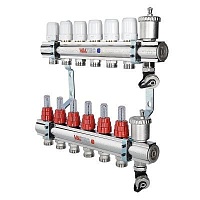 Группа коллекторная VALTEC со встр. расх. в сборе, 1"х8 вых. Евроконус 3/4"
