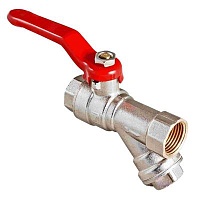 Кран VALTEC шар. со встроенным фильтром, стальная рукоятка 1/2" вн.-вн. 8/96
