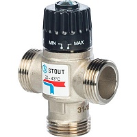 Клапан STOUT термостатический смеситель 1" НАР (20-43*C) KV=2.5