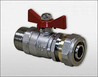 Кран шаровой под обжим, рукоятка бабочка, 16х1/2" ALTSTREAM