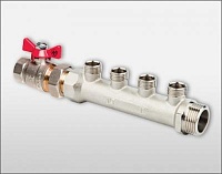 Коллектор 3/4"х1/2" на 2 выхода н.р. в комплекте с шаровой кр. ALTSTREAM